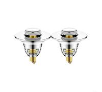Click-Clack Lot de 2 bouchons de vidange d'évier avec filtre à ressort en | Bouchon de vidange clic-clac avec ressort en laiton, filtre attrape-cheveux pour lavabo de salle de bain, joint anti-odeur
