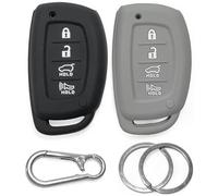 Click&Fit Lot de 2 Coques de e Voiture en Silicone compatibles avec Hyundai Tucson 2014-2021, Ioniq 2019-21, Elantra Sonata, 4B - Coque de Protection antidérapante pour e Voiture - Noir et