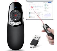 Clicker de présentation USB 2 en 1 de type C - Lumière rouge - Télécommande sans fil pour présentations informatiques - Pour Mac et ordinateur portable