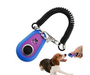 Clicker pour chien - Design ovale bicolore - Matériau en acier inoxydable ABS - Appareil d'entraînement portable avec dragonne - Son clair - Correction du comportement pour animaux de compagnie