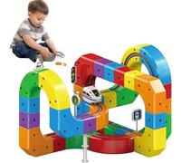 Clickrail Electric Train Set Flexible Race Track, Circuit Train Électrique Enfant, Configurations 3D Intégrées Défiant La Gravité Et Voiture Motorisée(51ps)