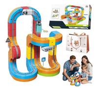 Clickrail Electric Train Set Flexible Race Track, Clickrail Magnetic Train Tracks Set, Gravity-Defying 3D Embedded Layouts & Motorized Car, Flexible Race Tracks Building Toy Gifts for Kid (68PCS)