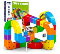 Clickrail Kit de train électrique avec circuit flexible, kit de construction de rail créatif avec train rechargeable par USB, jouet éducatif pour enfants et familles, 81 pièces