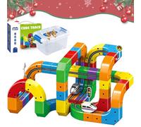 Clickrail Kit de train électrique, DIY, magnétique, avec train, gravité, pour voiture et rail, pour garçons et filles, âge 3 à 8, cadeau d'anniversaire (StyleA-123PCS)