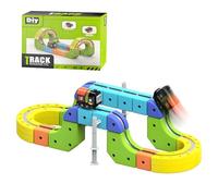 Clickrail - Kit de train électrique flexible - 51/81/118 pièces - Bloc de piste cube - Avec défyage de la gravité - Disposition 3D - Blocs magnétiques et traction motorisée - Cadeaux jouets pour