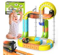 Clickrail Kit de Train électrique Magique - Kit de Train magnétique de Voiture - Kit de Bricolage pour Enfants - Bloc de Rail Magique - Dispositions 3D Anti-gravité (105 pièces)