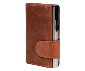 Clicksafe Münzbörse, Accessoire de Voyage - Portefeuille Unisexe, Cognac/Silber, 10,0 x 6,5 x 2,5 cm - 962508