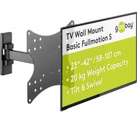 CLICKSELL-49713 Support Mural Tv Orientable Et Inclinable Pour Écrans 23-42 Pouces (58-107 Cm) Accroche Television Mural Charge Max. 20 Kg/Fixation Tele Avec Bras Pour Moniteur Vesa 75X75 Noir