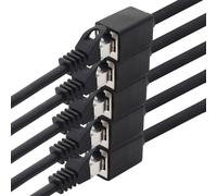 CLICKSELL-618173 Adaptateur D'Extension Cat7 Cat.7-0,5 M-Câble Ethernet Câble Réseau Lankabel Câble Brut 10 Gb/S Avec Prise (Rj45) Cat6A 5 Pièces-Noir