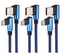 CLICKSELL-6Ft 90 Degrés Micro Usb Android Chargeur 90 Degrés Usb 2.0 A Mâle Vers 2.0 Usb Micro Mâle Câble De Charge Rapide Pour Usb 2.0 Micro Port Power Bank Smartphones Etc (Bleu/3Pièce)
