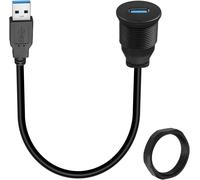 CLICKSELL-Adaptateur De Câble Court Usb 3.0 Fileté À Montage Fixe Usb 3.0 Mâle Vers Femelle - Connecteur Court Intégré - Max 5 Gbit/S 5 V/2 A, Monté Sur Le Tableau De Bord De Voiture/Caravane/Bateau,
