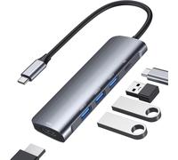 CLICKSELL-Adaptateur Usb C Hub Type C Hub, 5 En 1 Aluminium Adaptateur Usb C Vers Hdmi 4K Avec 3 Ports Usb 3.0, Alimentation 87 W (Pd) Pour Macbook Pro 2017/2018, Xps Et Autres Périphériques C Usb