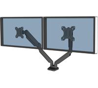 CLICKSELL-Bras Porte Écrans Platinum Double Horizontal Pour 2 Moniteurs Jusqu'À 32"", Hauteur Ajustable, Norme Vesa, 2 Ports Usb