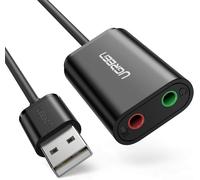 CLICKSELL-Carte Son Externe Usba Vers Adaptateur Usb Vers Jack 3,5Mm Convertisseur De Carte Son Usb Compatible Avec Ps5 Ps4 Raspberry Pi Casque Gamer Enceinte Microphone Windows Laptop Mac Mini Noir