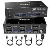 CLICKSELL-Commutateur Kvm 2 Pc 2 Moniteurs 8K, Displayport + Hdmi Usb 3.0 Commutateur Kvm Pour Deux Écrans, Prend En Charge 8K @ 60Hz, 4K @ 120Hz Pour 2 Ordinateurs Qui Partagent Clavier, Souris Et M