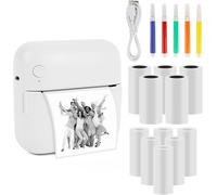 CLICKSELL-Comuis Sharp Mini Imprimante Photo Portable, Imprimante Thermique Instantanée Sans Fil Bluetooth Avec 10 Rouleaux De Papier Thermique, Imprimante Pour Photos Liste D'Étiquettes (A)