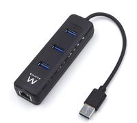 CLICKSELL-Ew1140 Hub Usb 3.0 3 Ports Et 1 Port Lan Rj45 10/100/1000 Gigabit Pour Utrabook, Notebook Et Pc De Bureau, Noir