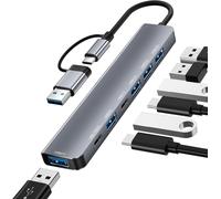 CLICKSELL-Hub Usb C 3.0, 7 En 1 Station D'Accueil Usb C Universel Avec 2 Usb C Ports, Usb A 3.0 Port Et 4 Usb A 2.0 Ports, Dock Usb C Avec Adaptat Usb Et Type C, Compatible Avec Macbook