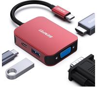 CLICKSELL-Hub Usb C 4 En 1, Adaptateur Usb C Vers Hdmi Vga, Adaptateur Usb Type-C Vers Usb, Compatible Pour Macbook Pro/Air, Iphone 15 Plus Pro Max, Surface Book 2, Dell Xps 13/15,Pixelbook Et Plus-R