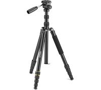 CLICKSELL-Kit Trépied Vidéo De Voyage Avec Monopode, 5 Sections En Aluminium, Charge Max 6 Kg, Avec Bagues De Serrage, Rotule Ball, Sac Et Plateau Rapide Pour Canon, Nikon, Sony, Ngtrv005T