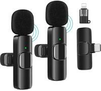 CLICKSELL-Lavalier Mikrofone Für Phone,Kabellose Clip-Mikrofone (2Mic) Für Videoaufnahmen,Interviews,Konferenzen,Podcasts,Live-Streaming