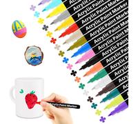 Clicksell-Marqueur Peinture Acrylique, 18 Couleurs Feutre Acrylique Stylos 0,7 Mm Pointe Premium Etanche Feutres Permanents Couleur Pour Galet Céramique Toile Porcelaine Verre Bois