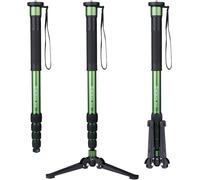 CLICKSELL-Monopode, Ma66 Monopieden Fibre De Carbone Avec Base De Support De Trépied Réglable Pour Dslr Caméra Appareil Photo Gopro 5 Sections Hauteur Maximale 168 Cm, Charge Maximale 10Kg, Noir Vert