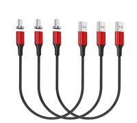 CLICKSELL-Netdot Gen10 Usb-C Câble De Charge Rapide Magnétique Tressé En Nylon Avec Del Latérale Compatible Avec Dispositif Type-C (0.3M / 3 Paquet Rouge)