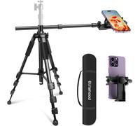 CLICKSELL-Overhead Trépied Pour Téléphone Portable, 180 Cm, Horizontal, Avec Rotule Réglable À 360 °, Pour Prise De Vue Vidéo, Avec Bras De 63,5 Cm De Long Avec Sac De Transport/Support À Clip