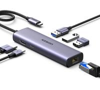 CLICKSELL-Revodok 1061 Hub Usb C Ethernet Hdmi 4K Pd 100W Charge 3 Data Ports 5Gbps Adaptateur Rj45 6 En 1 Docking Station Compatible Avec Iphone 16 15 Macbook Ipad Pro Air 2024 Surface Galaxy S24