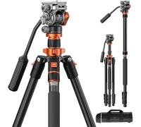 CLICKSELL-Trepied Appareil Photo 200Cm, Trépied Video Avec Tête Fluide Pour Panoramique Et Inclinaison, Trépied Camera Avec Monopode, Compatible Arca Swiss Pour Reflex Dslr Charge:5Kg