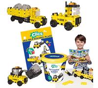 Clics Builders Edition pour Les Enfants à partir de 3 Ans, Jouet éducatif créatif dans Un Ensemble de 123 pièces, Blocs de Construction pour Filles et garçons, Jouets Montessori STEM, Jouets durables