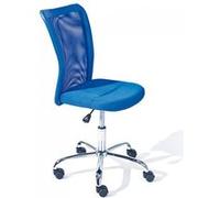 CLIDE - Chaise de Bureau Enfant Tissu Bleu et Pieds Chromés -