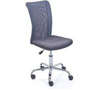 CLIDE - Chaise de Bureau Enfant Tissu Gris et Pieds Chromés -
