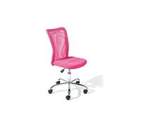 CLIDE - Chaise de Bureau Enfant Tissu Rose et Pieds Chromés -