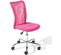 CLIDE - Chaise de Bureau Enfant Tissu Rose et Pieds Chromés -