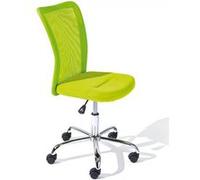 CLIDE - Chaise de Bureau Enfant Tissu Vert et Pieds Chromés -