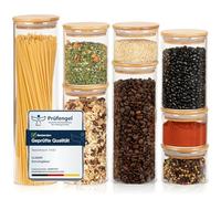 CLIDOR ® Lot de 8 bocaux de conservation ronds avec couvercle - Volume : 4,3 l - Épaisseur du verre augmentée - Boîtes de conservation avec couvercle hermétiques - Boîte de rangement pour tous les