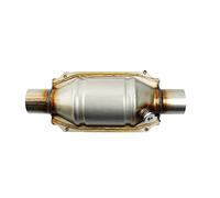 Cliettilw Catalyseur universel avec entrée/sortie, avec raccord O2 et bouclier 53004 - Catalyseur de voiture inoxydable