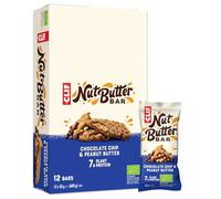 CLIF Nut Butter Bar Chocolate Chip & Peanut Butter Barres, 12 x 50 g | Barre Protéinée avec 7g de Protéines Végétales, Barres Snack Bio, Snacks à Emporter