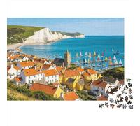 Cliff Coastal Town Jigsaw Puzzles 1000Pc Recycled Material Dover White Cliff Puzzle pour Boy & Girl Amusant Present & Activity pour Home Ideal pour Child‘s Birthday Gift 38x26cm/1000pcs