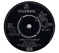 CLIFF RICHARD - LIVING IN HARMONY - 7 inch vinyl/45