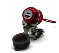 Cliff Top 36 W PD USB-C et QC 3.0 Chargeur USB pour Guidon de Moto en Aluminium pour Guidon de 7/8" et 1" - Empêche Le dégonflement de la Batterie (Rouge)