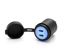 Cliff Top Adaptateur de chargeur DIN Hella en aluminium vers USB-C, chargeur USB-C de 28 W pour moto avec deux ports USB-C PD, compatible avec les motos BMW, Ducati et Triumph