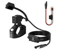 Cliff Top Chargeur USB étanche pour moto, 18 W PD USB-C, charge rapide, adaptateur SAE vers USB-C, port USB de moto avec support de guidon de 22 à 32 mm pour moto, scooter, VTT, appareils