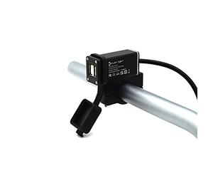 Cliff Top Chargeur USB robuste double port 20 W étanche avec interrupteur magnétique boîtier en aluminium pour guidon de 2,2 cm, 2,5 cm, 1 1/4"