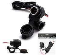 Cliff Top Prise Allume-Cigare Étanche 12V avec USB 3,3A - Prise USB 12V Robuste pour Guidon 22 mm à 25,4 mm, Téléphone GPS Batterie