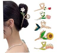 Cliffes de cheveux de fleurs Clips Clip Clip Back Head pour les femmes Filles épaisses Thin Long Curly 6pcs.