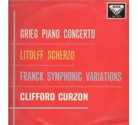 CLIFFORD CURZON - GRIEG PIANO CONCERTO/LITOLFF SCHERZO/FRANCK SYMPHONIC LP UK DECCA 1960