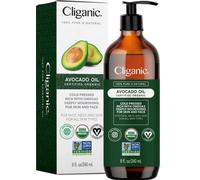 Cliganic Huile d'avocat biologique, 100 % pure (226,8 g) - pour la peau et les cheveux, huile de support nourrissante pour le visage et le corps